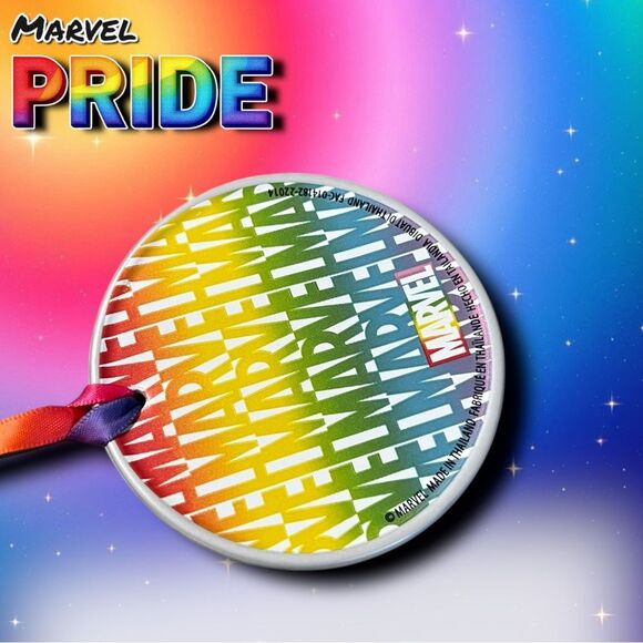 NEW Marvel Pride Collection Ornament – “STRONG” Rainbow Medallion - Picture 3 of 5